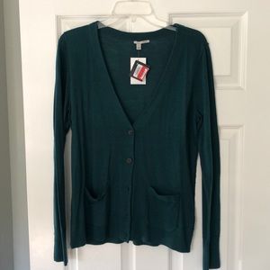 Halogen Green Wool Cardigan